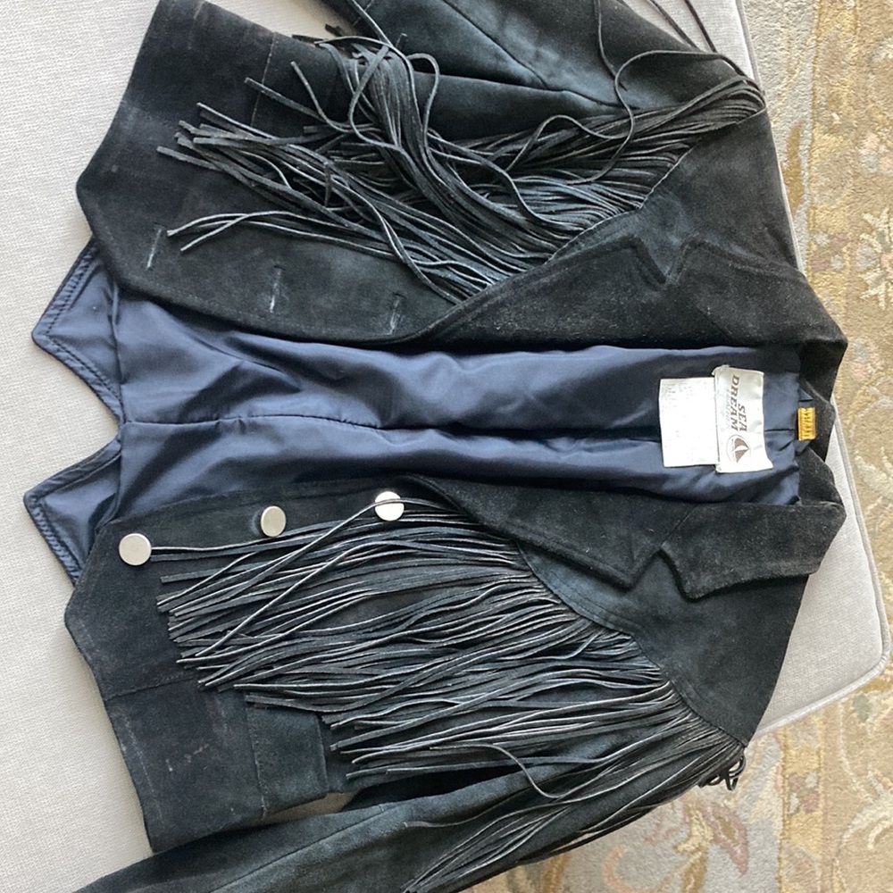 Black Leather Fringe Jacket